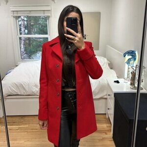 United Colors Of Benetton Stile Women's Pea Coat Jacket Red Size XS